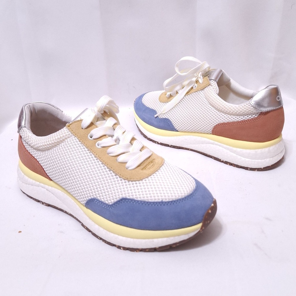 OTBT‎ Flash Light Denim Mesh Sneakers Womens 10M Suede Platform Colorblock Retro